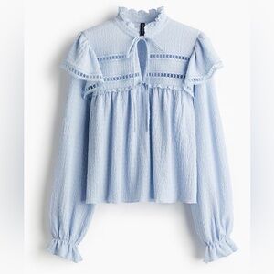 H&M Light Blue Ruffled Blouse